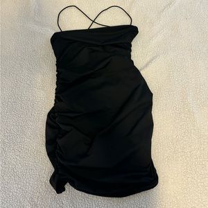 Black open back dress